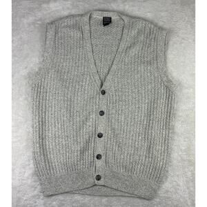 Vintage 80s Button Vest Mens Sz XL Cable Knit Cotton Grandpa Casual Options USA